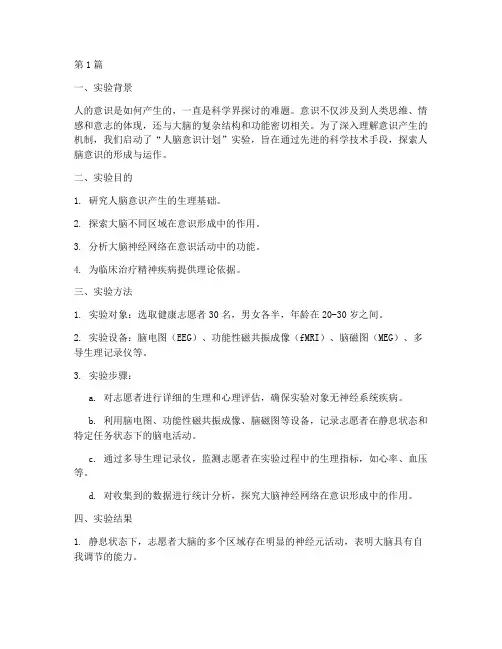 人脑意识计划实验报告(3篇)