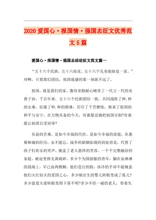 爱国心·报国情·强国志征文优秀范文5篇