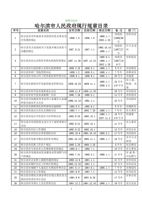 哈尔滨现行规章