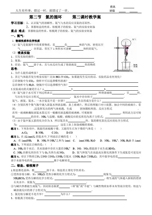 氮的循环(第二课时学案)