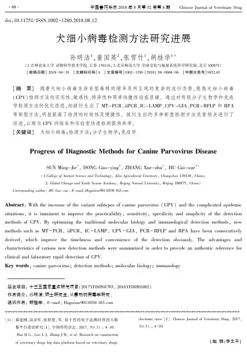 犬细小病毒检测方法研究进展