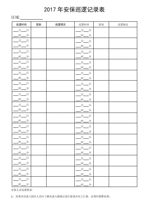 安保巡查签到表