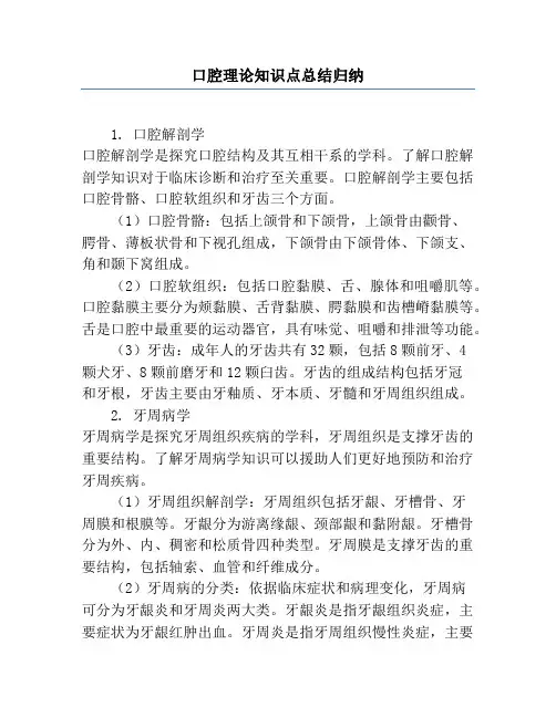 口腔理论知识点总结归纳