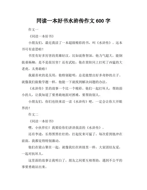 同读一本好书水浒传作文600字