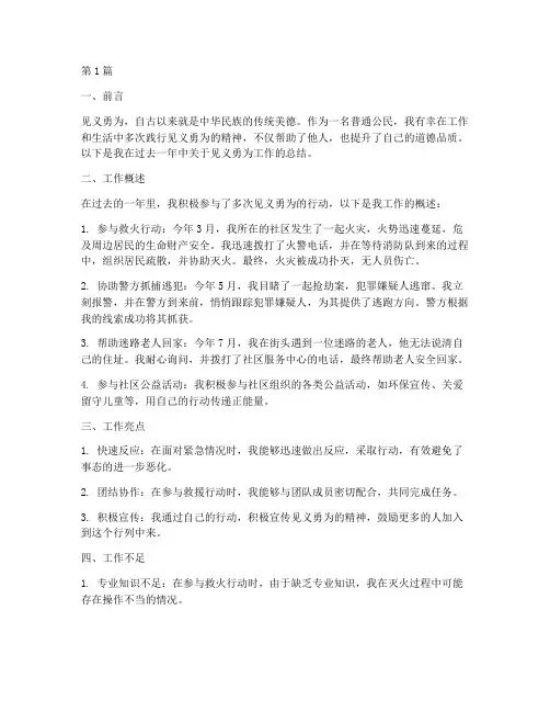 见义勇为个人工作总结范文(2篇)