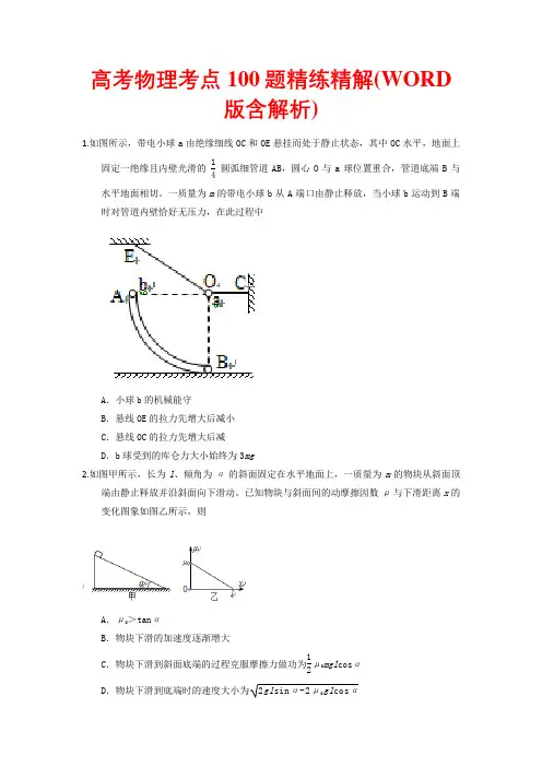 高考物理考点100题精练精解(WORD版含解析)