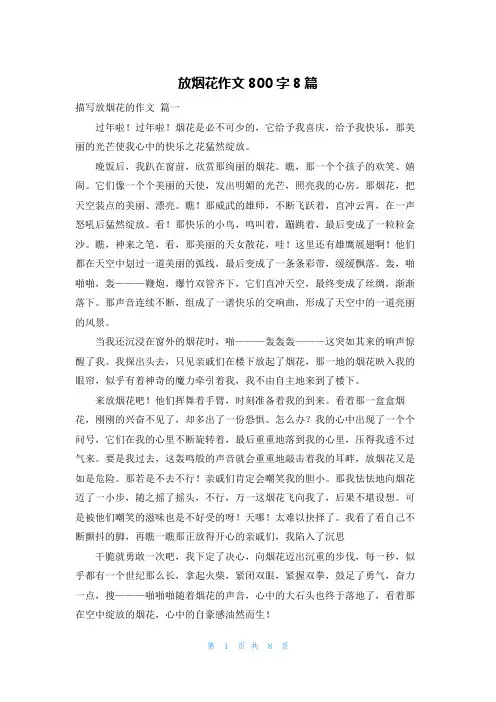 放烟花作文800字8篇