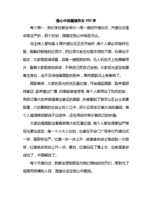 我心中的国旗作文450字
