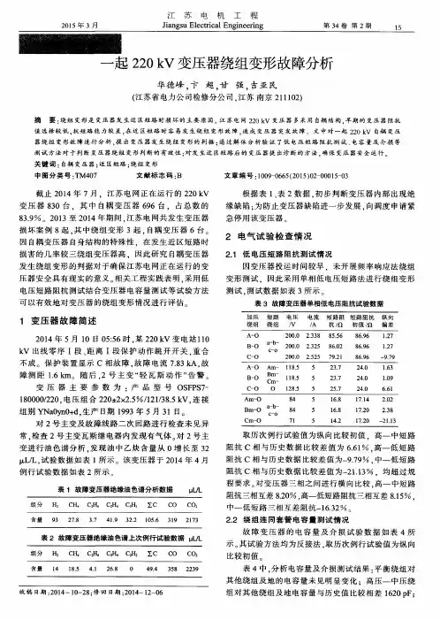 一起220kV变压器绕组变形故障分析