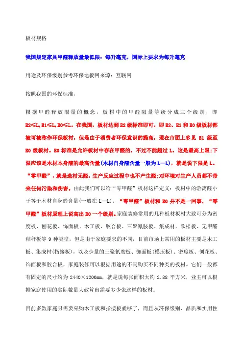板材环保级别