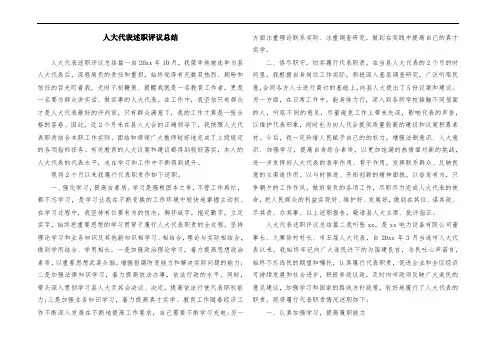 人大代表述职评议总结