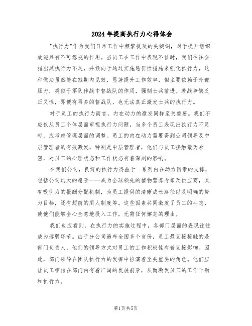 2024年提高执行力心得体会(三篇)