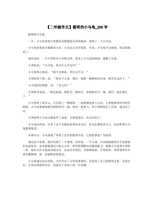 【二年级作文】聪明的小乌龟_200字