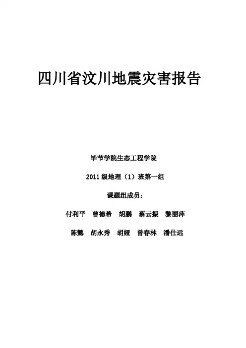 四川省汶川地震灾害报告(修改版)