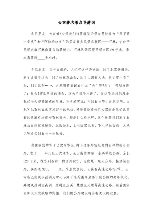 云南著名景点导游词(3篇)