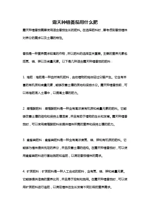 露天种植番茄用什么肥