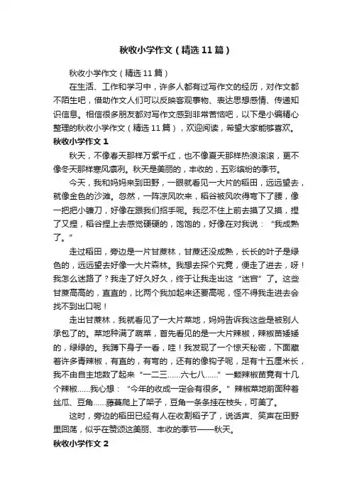秋收小学作文（精选11篇）