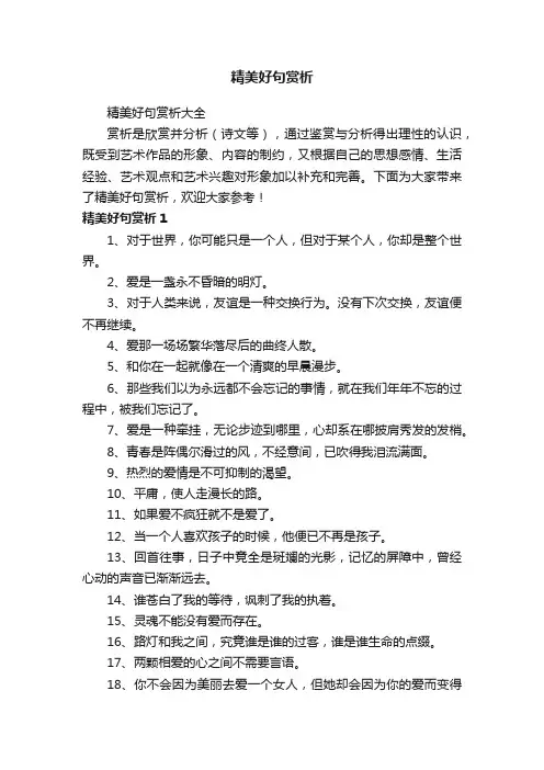 精美好句赏析大全