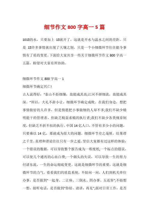 细节作文800字高一5篇