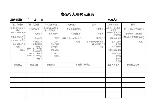 安全行为观察表