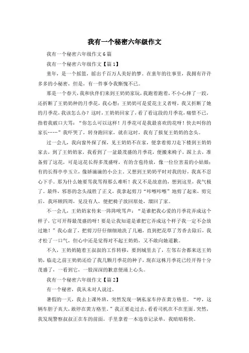 我有一个秘密六年级作文