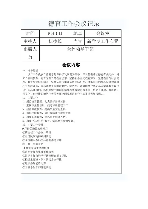 德育工作会议记录