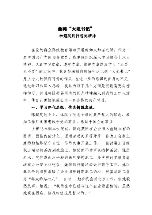 最美“大姐书记”--学超英践行超英精神（王文琳）