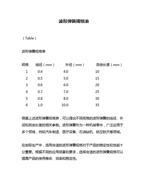 波形弹簧规格表