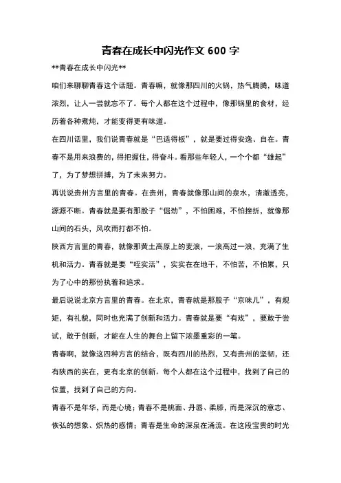 青春在成长中闪光作文600字