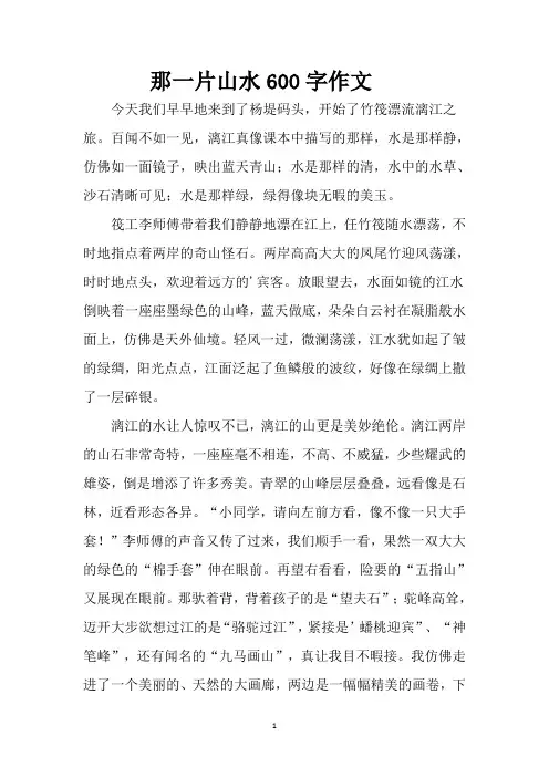 那一片山水600字作文