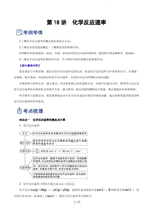 第18讲  化学反应速率(讲)-2023年高考化学一轮复习讲练测(解析版)