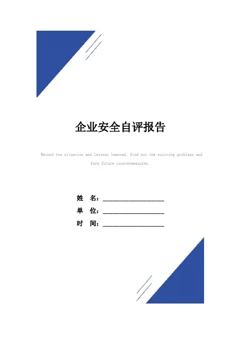 企业安全自评报告范本