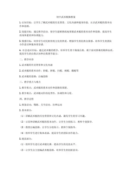 初中武术棍操教案