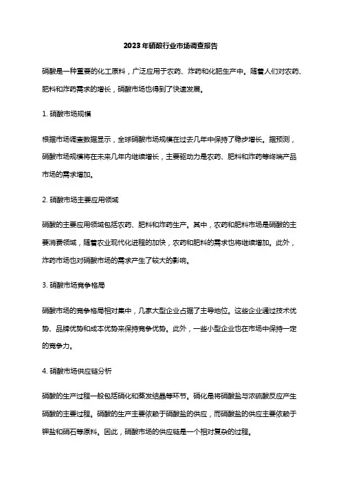 2023年硝酸行业市场调查报告