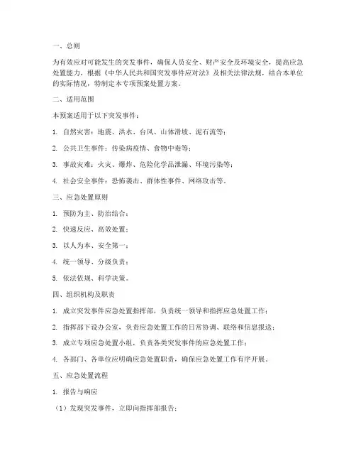 专项预案处置方案