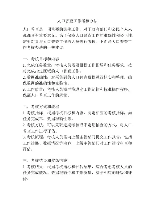 人口普查工作考核办法