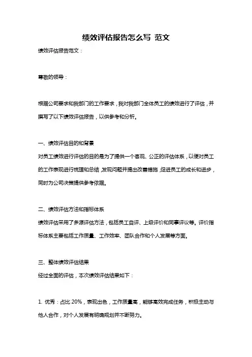 绩效评估报告怎么写 范文