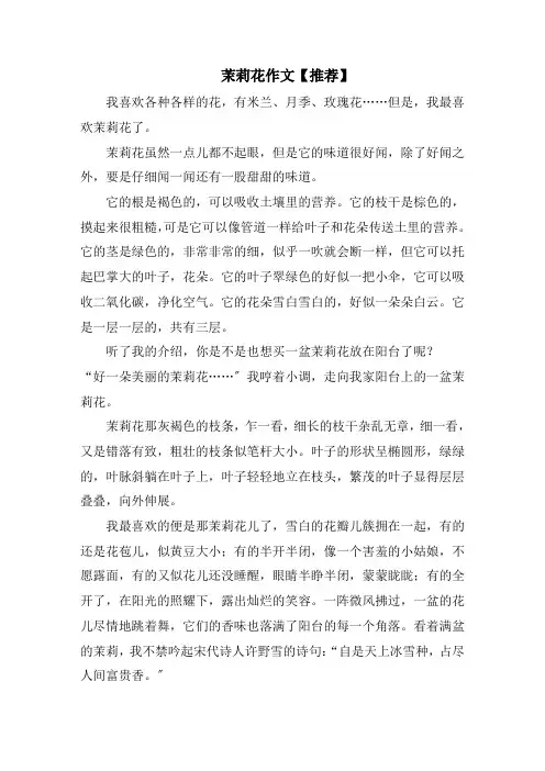茉莉花作文(5)精编