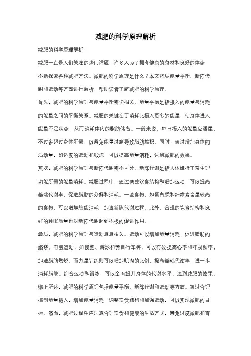 减肥的科学原理解析