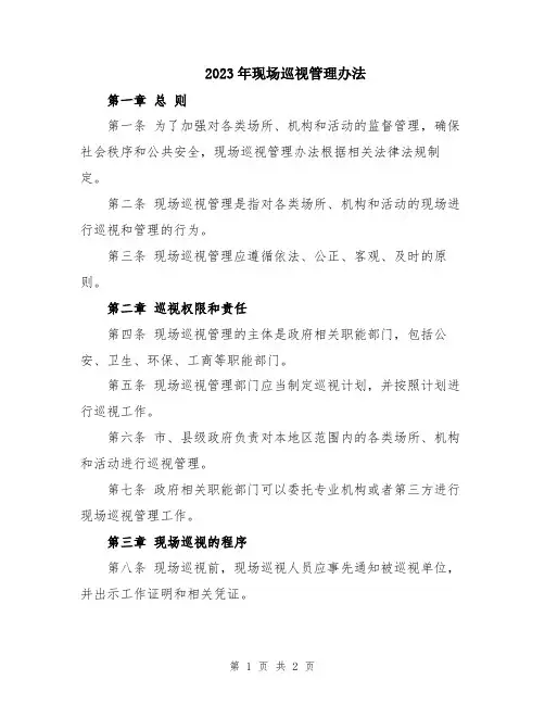 2023年现场巡视管理办法