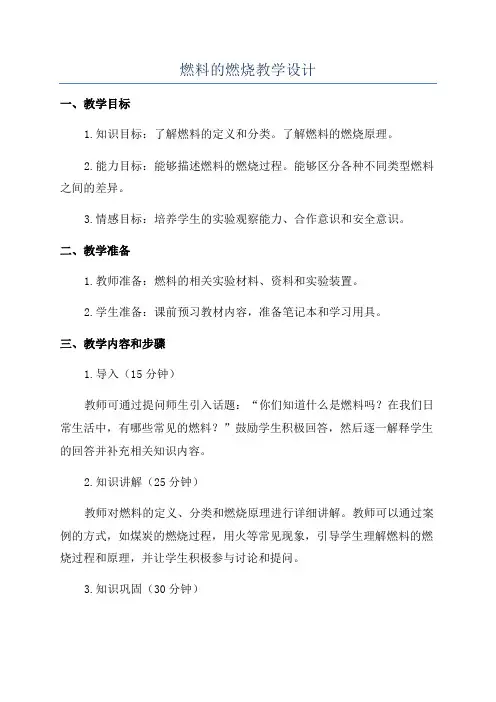 燃料的燃烧教学设计