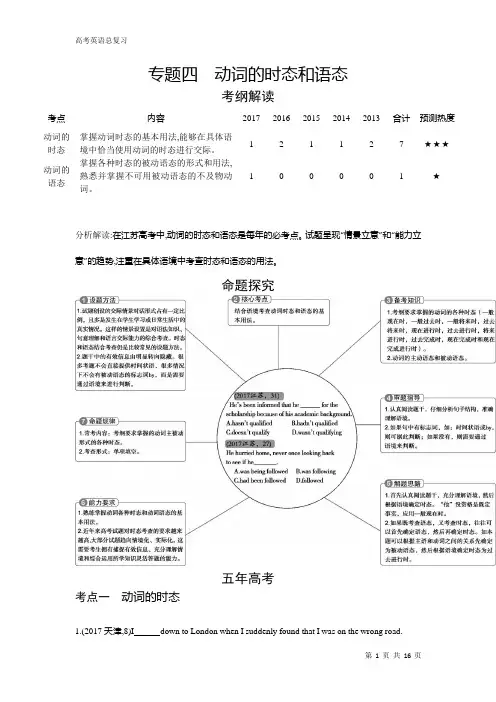 【高考英语】2019高考英语专题突破 (4)动词的时态和语态
