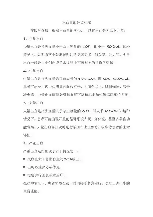 出血量的分类标准