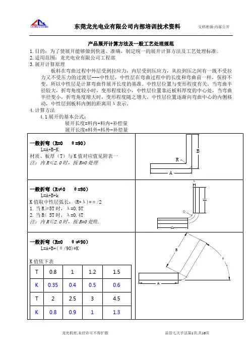 钣金产品展开计算方法及一般工艺处理规范