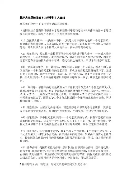 程序员必须知道的8大排序和3大查找