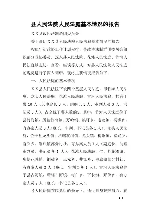 县人民法院人民法庭基本情况的报告