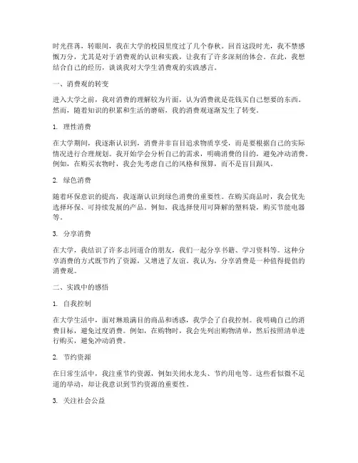 大学生消费观的实践感言