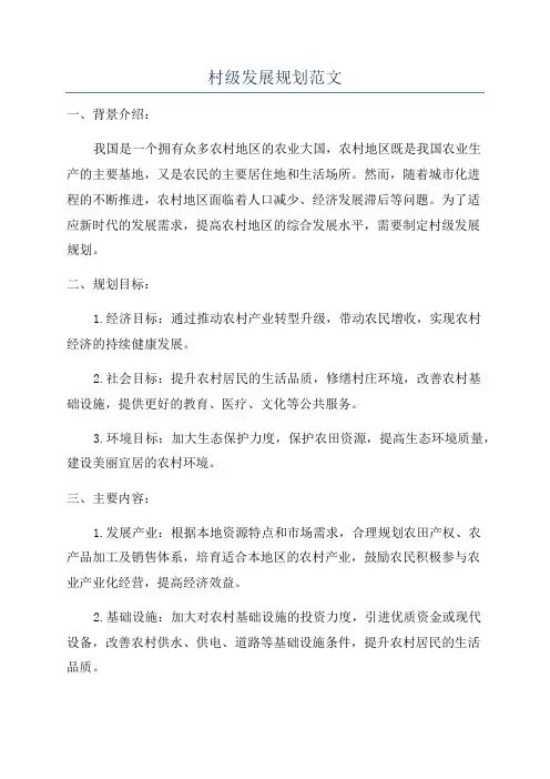 村级发展规划范文