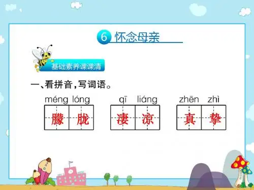 六年级上册语文习题课件-6怀念母亲∣人教新课标(共15张PPT)