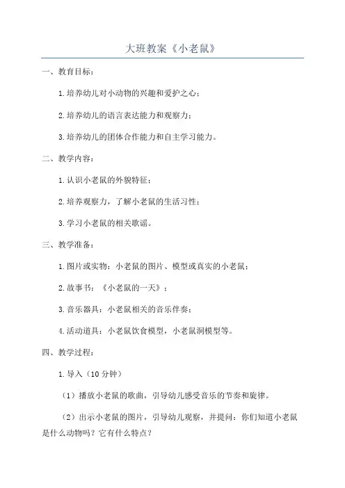 大班教案《小老鼠》